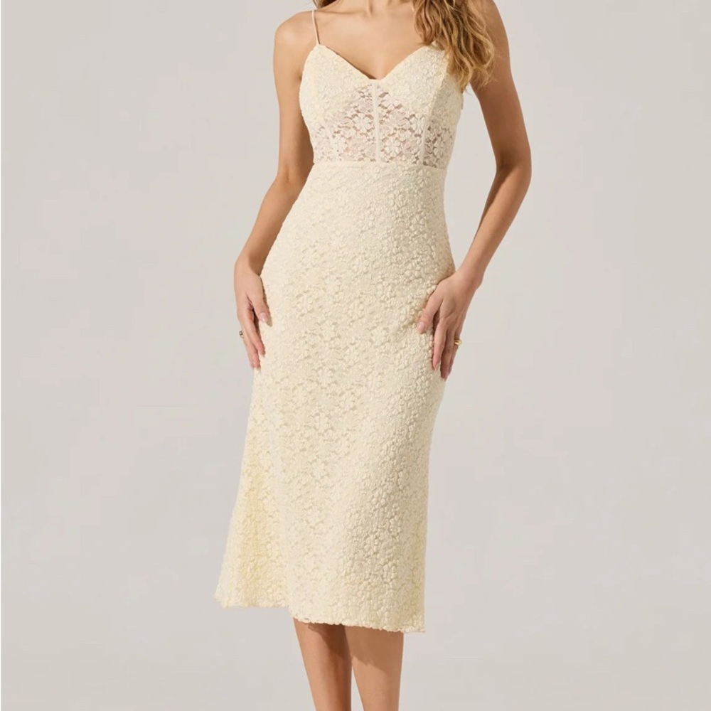 Astr The Label Floral Lace Knit Midi Dress